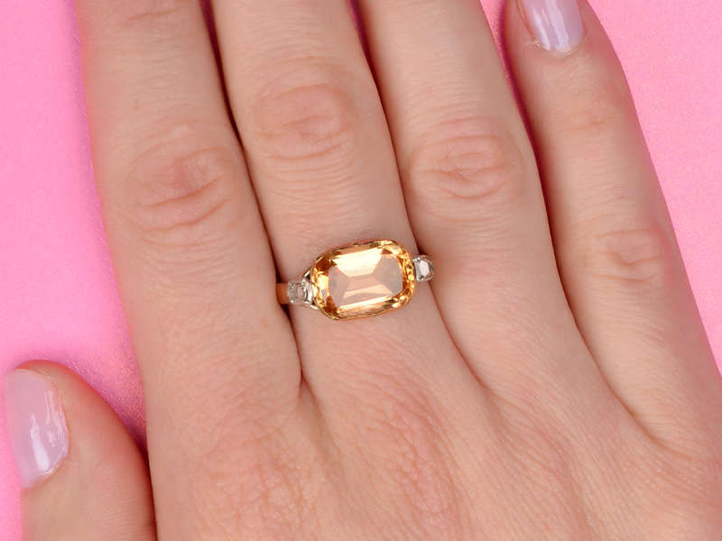 Georgian Topaz Table Cut Diamond Ring