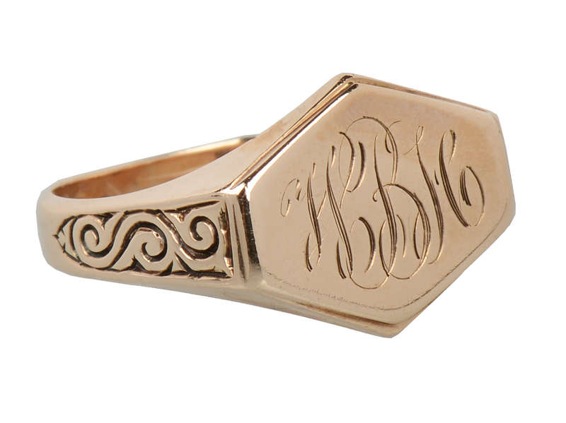 East West Oriented Gold Signet Ring