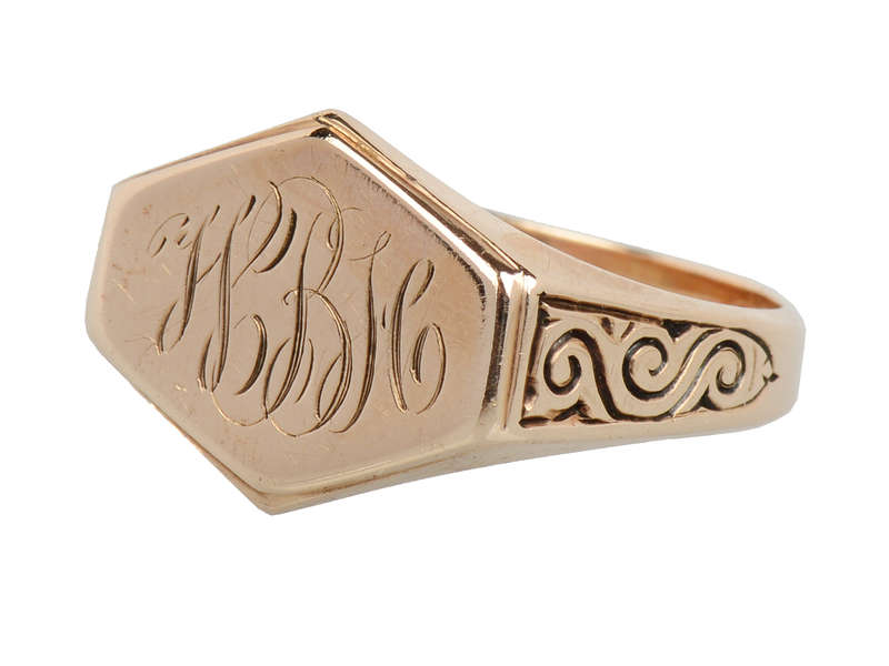 East West Oriented Gold Signet Ring