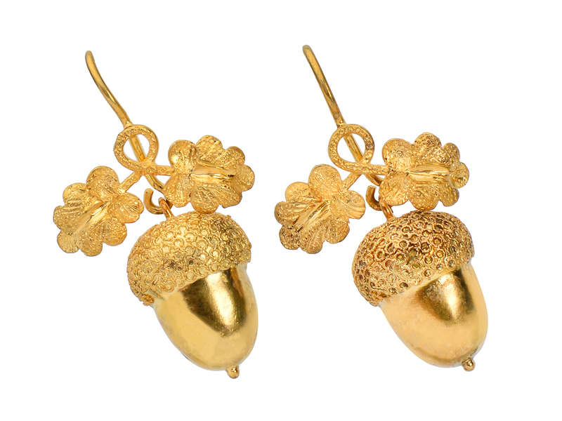 Antique Gold Acorn & Oak Leaf Earrings