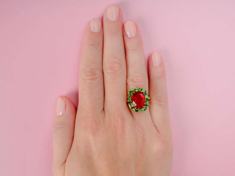 Firebrand - Fire Opal & Tsavorite Garnet Ring