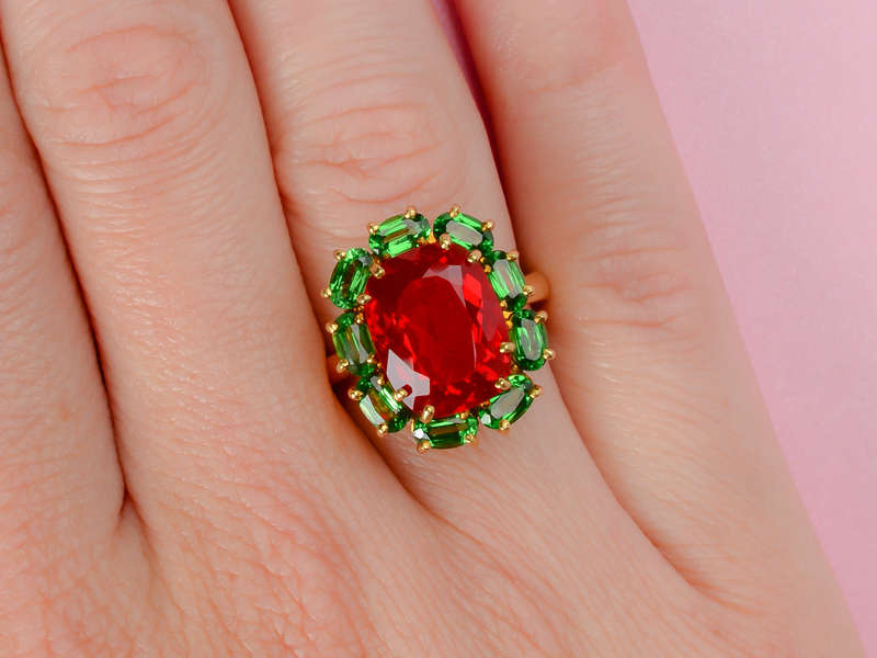 Firebrand - Fire Opal & Tsavorite Garnet Ring