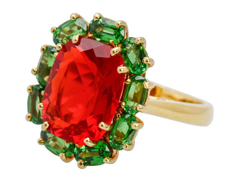 Firebrand - Fire Opal & Tsavorite Garnet Ring