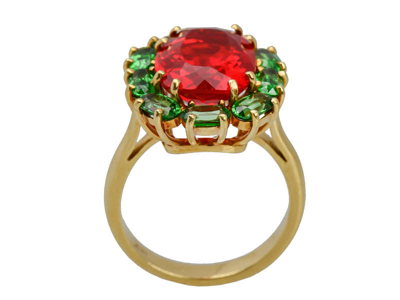 Firebrand - Fire Opal & Tsavorite Garnet Ring