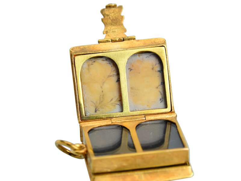Antique Eight Compartment Gold Book Locket