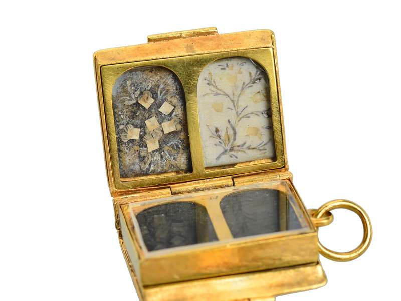 Antique Eight Compartment Gold Book Locket