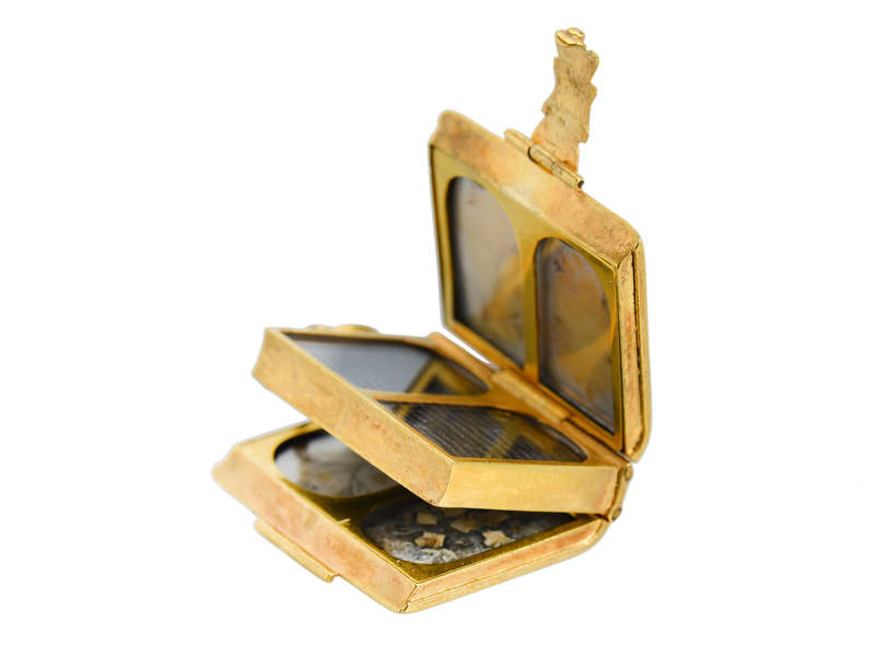 Antique Eight Compartment Gold Book Locket