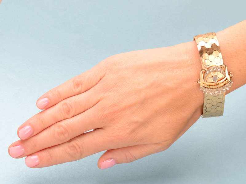 Retro 18k Rose Gold Diamond Buckle Bracelet