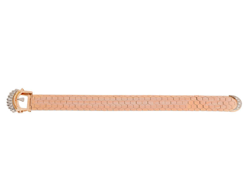 Retro 18k Rose Gold Diamond Buckle Bracelet
