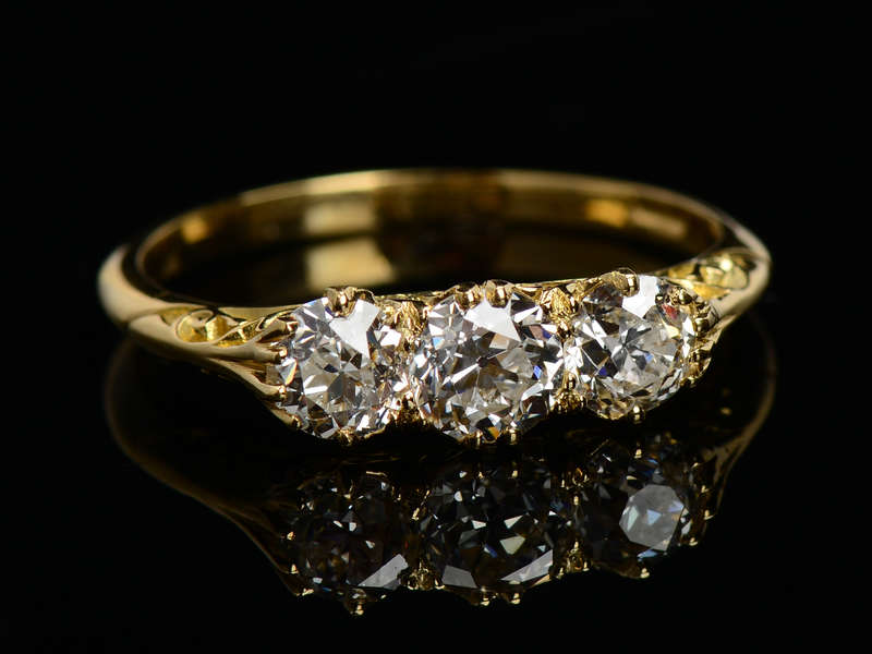 Fine Old European Diamond Trilogy Ring