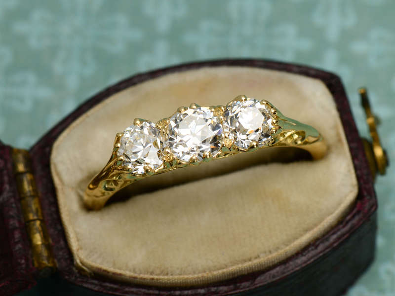 Fine Old European Diamond Trilogy Ring