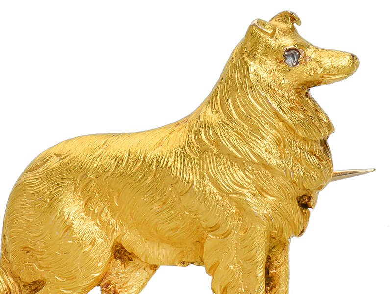 My Best Friend - Antique Gold Dog Brooch