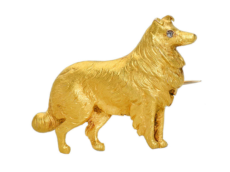 My Best Friend - Antique Gold Dog Brooch