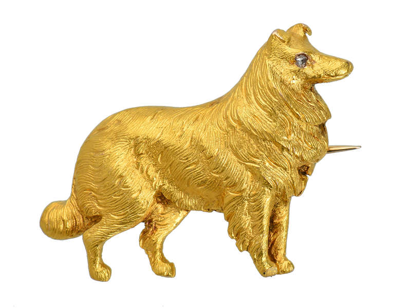 My Best Friend - Antique Gold Dog Brooch