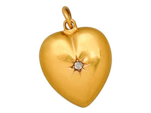 Antique Gold Diamond Heart Pendant