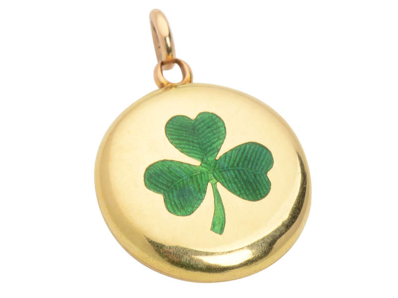 Good Luck! Three Leaf Clover 18k Gold Locket