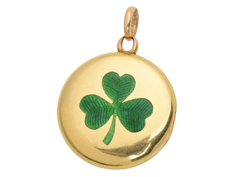 Good Luck! Three Leaf Clover 18k Gold Locket