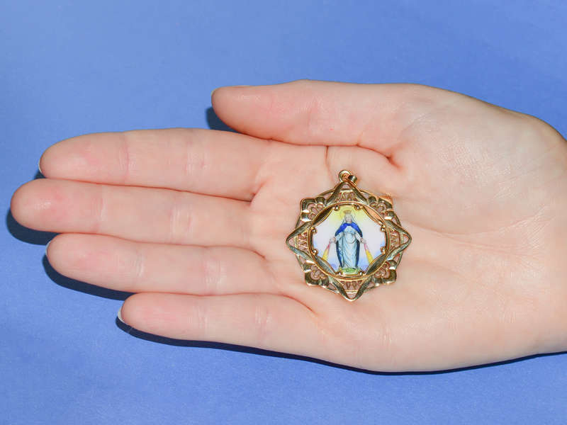 Enamel & Gold Double Sided Mary & Jesus Pendant