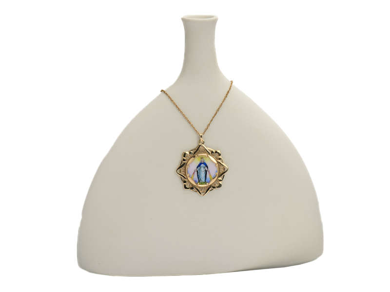 Enamel & Gold Double Sided Mary & Jesus Pendant