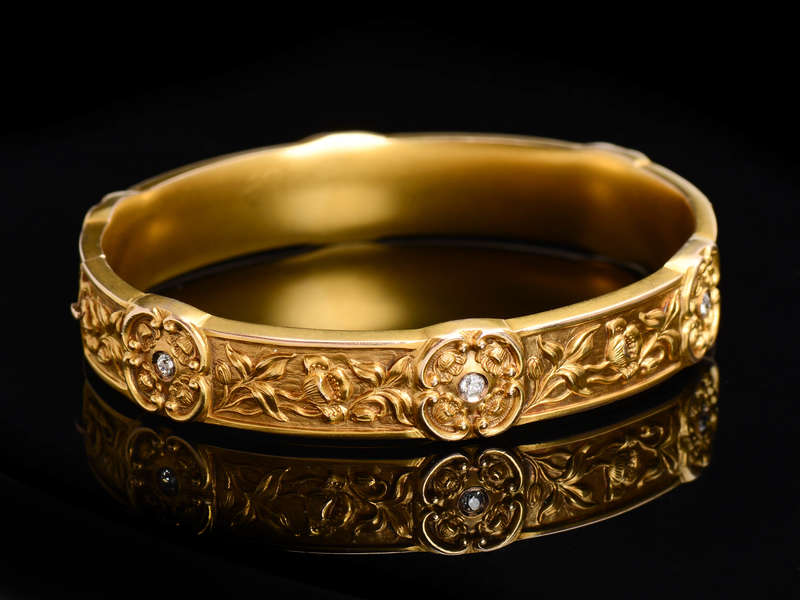 Botanical Bounty - Patterned Gold Bangle
