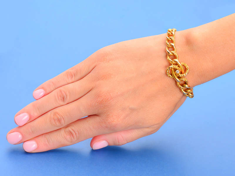 Gold Art Nouveau Diamond Love Knot Bracelet