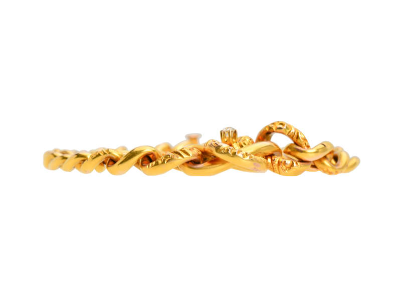 Gold Art Nouveau Diamond Love Knot Bracelet