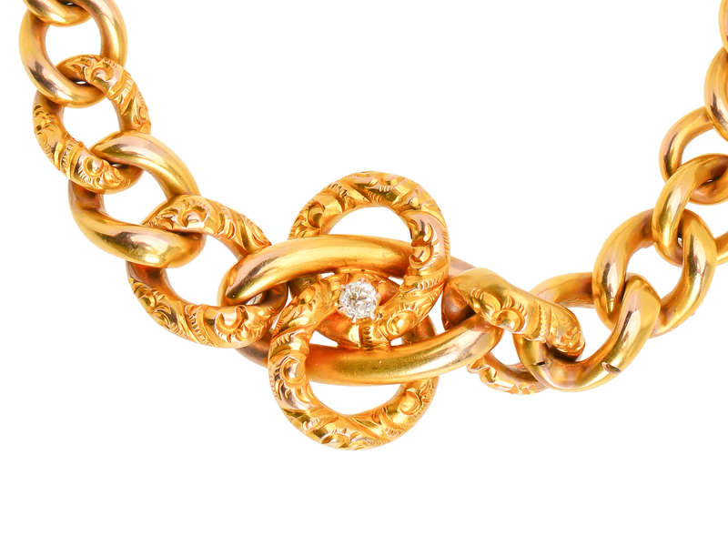 Gold Art Nouveau Diamond Love Knot Bracelet