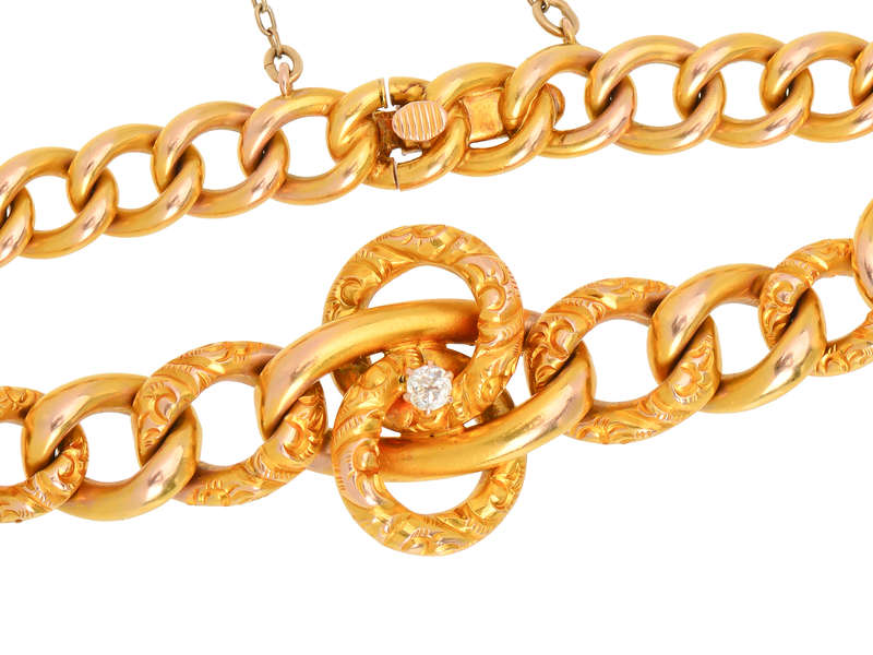 Gold Art Nouveau Diamond Love Knot Bracelet