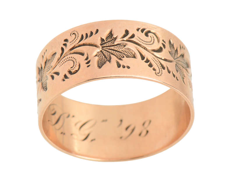 Ivy Leaf Rose Gold Wedding Ring of 1898