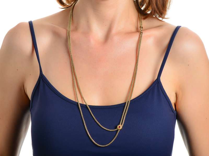 Victorian Fashion - Gold Long Guard Slide Chain