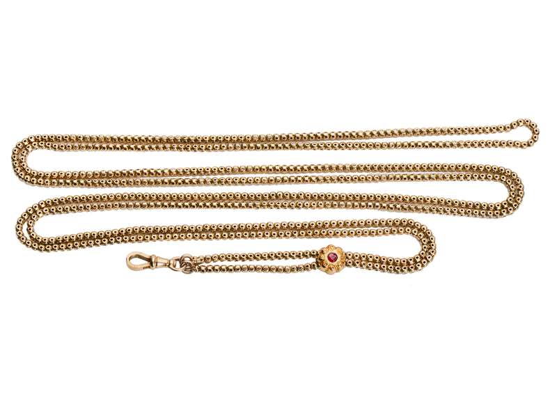 Victorian Fashion - Gold Long Guard Slide Chain