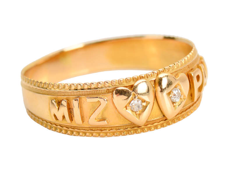 Two Hearts as One - Antique Mizpah Ring of 1896