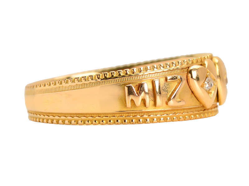 Two Hearts as One - Antique Mizpah Ring of 1896