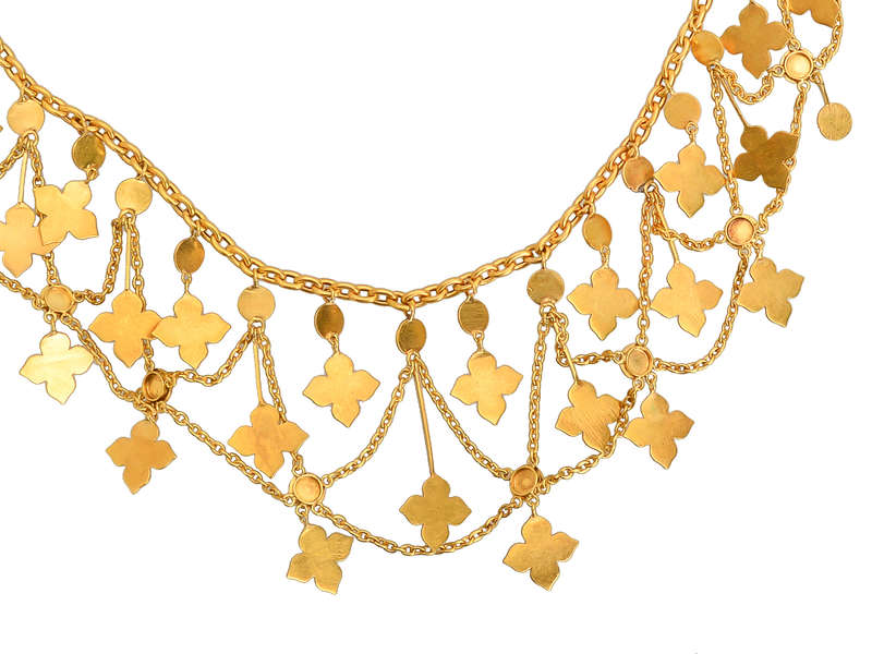 Victorian Gold Natural Pearl Festoon Necklace