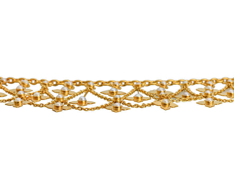 Victorian Gold Natural Pearl Festoon Necklace