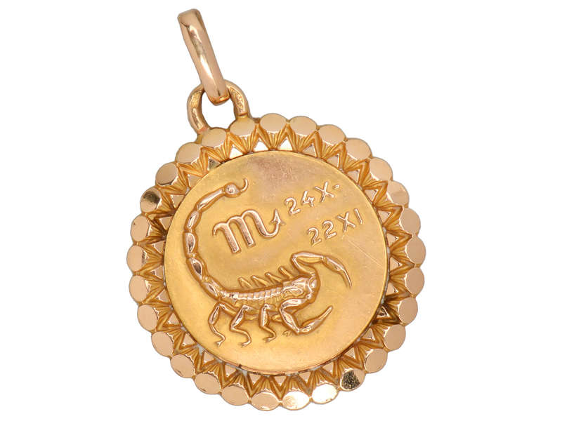 French 18k Gold Perroud Scorpio Medallion