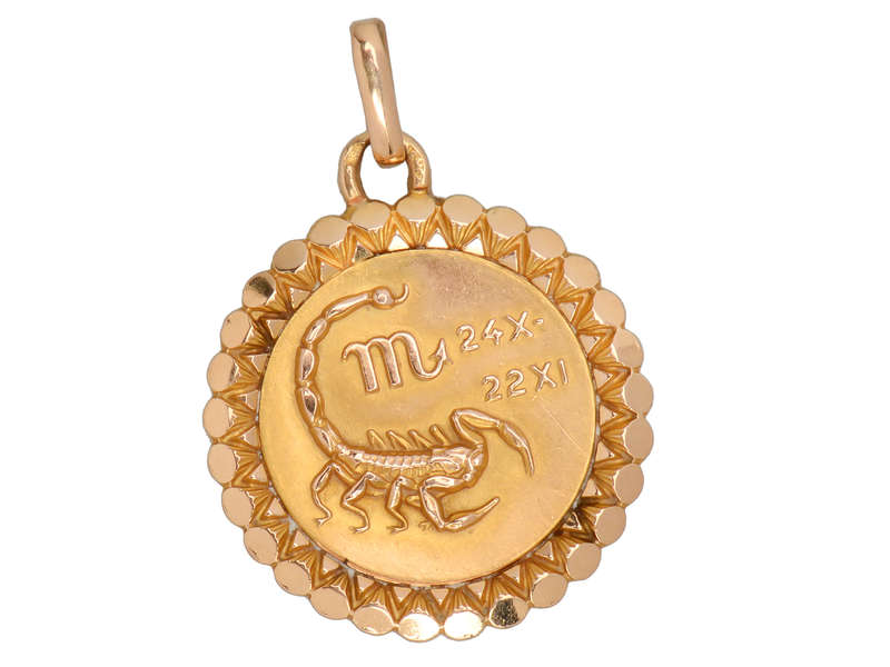 French 18k Gold Perroud Scorpio Medallion