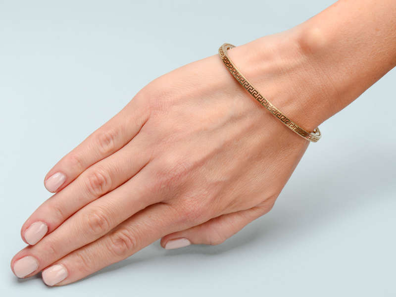 Greek Key Pattern Slip On Antique Bangle