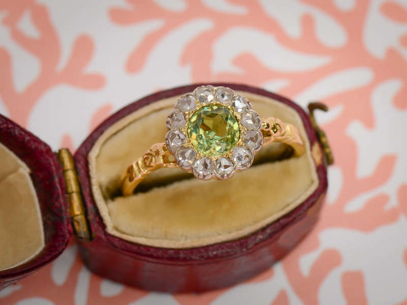 Lemon Lime Divine - Demantoid Garnet Ring