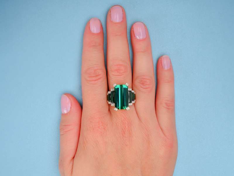 Powerhouse - Green Tourmaline Diamond Ring