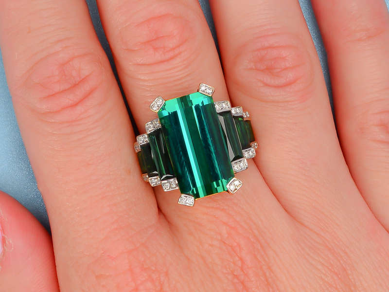 Powerhouse - Green Tourmaline Diamond Ring