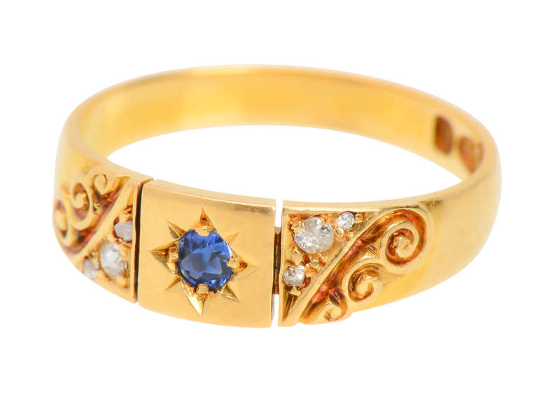 Edwardian 1893 Sapphire Diamond Ring