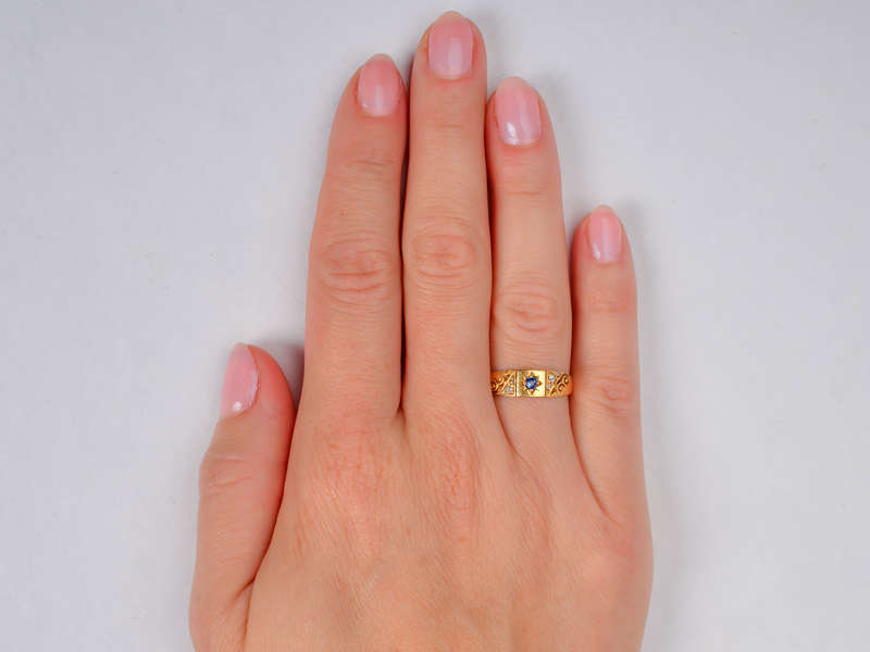 Edwardian 1893 Sapphire Diamond Ring