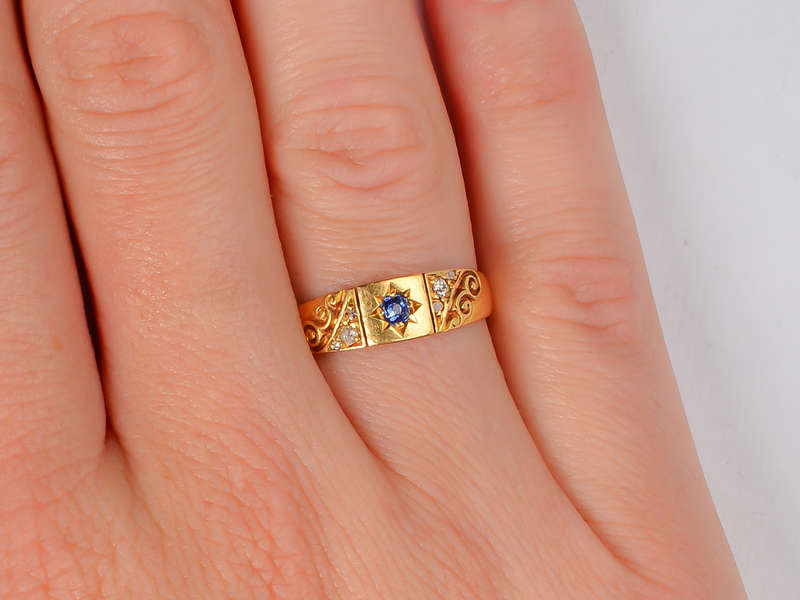 Edwardian 1893 Sapphire Diamond Ring