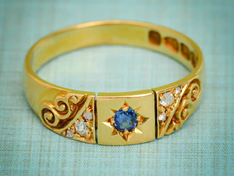 Edwardian 1893 Sapphire Diamond Ring
