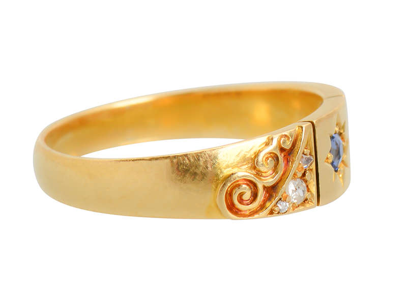 Edwardian 1893 Sapphire Diamond Ring
