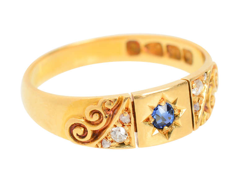 Edwardian 1893 Sapphire Diamond Ring
