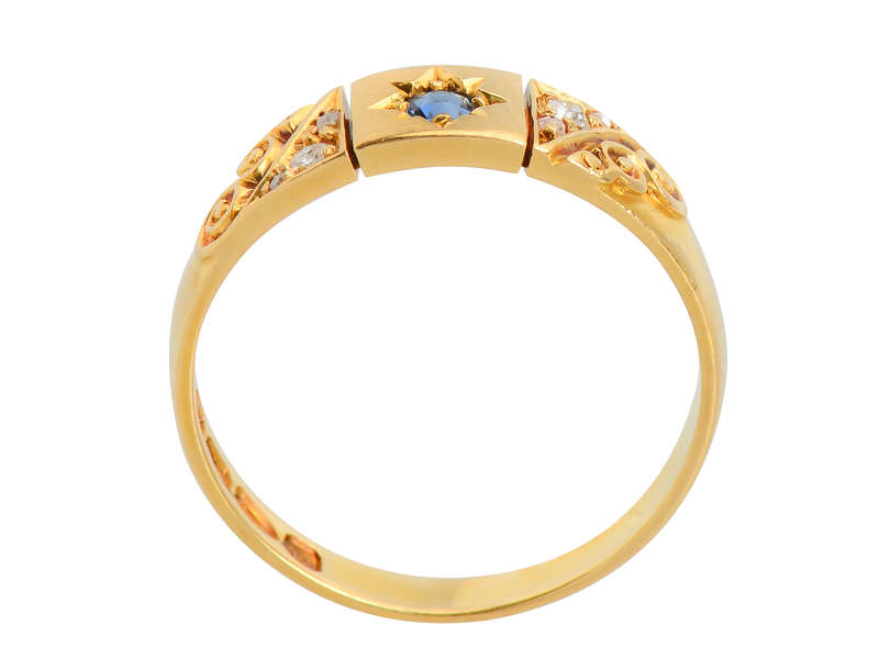 Edwardian 1893 Sapphire Diamond Ring