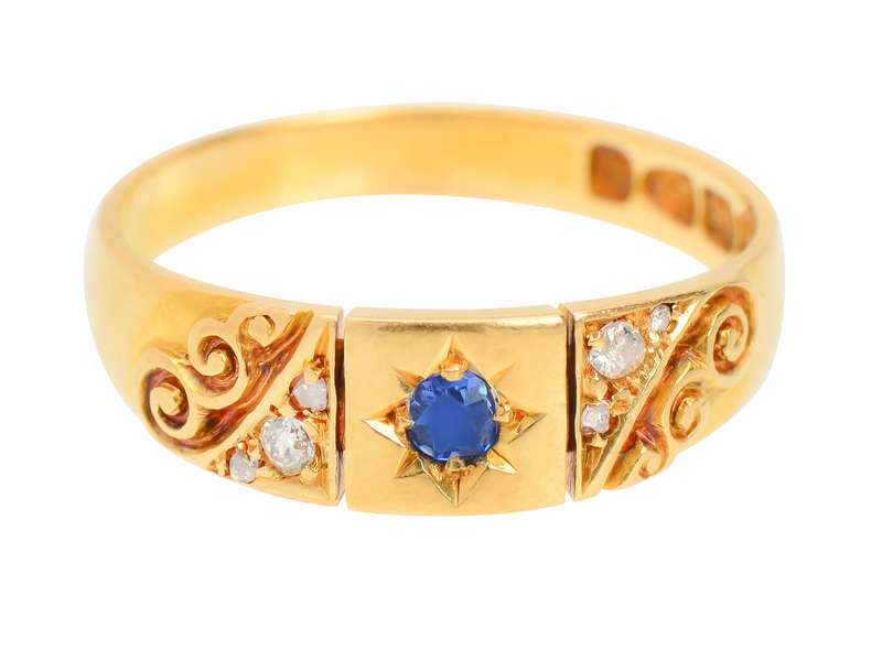 Edwardian 1893 Sapphire Diamond Ring