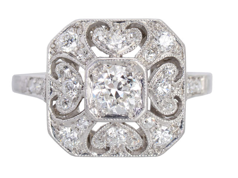 Heart of My Heart - Diamond Art Deco Ring